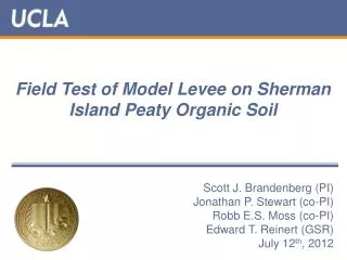 Field Test of Model Levee on Sherman Island Peaty Organic Soil