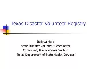 Texas Disaster Volunteer Registry