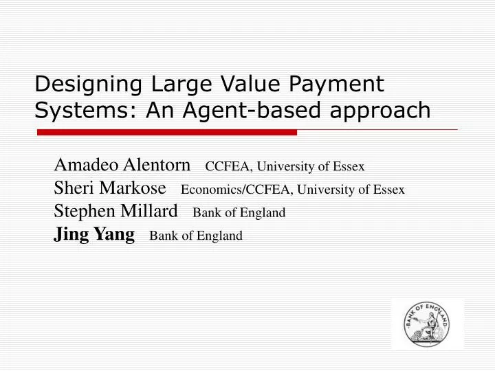 designing large value payment systems an agent based approach