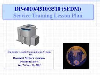 DP-6010/4510/3510 (SFDM) Service Training Lesson Plan
