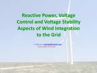 Reactive Power, Voltage Control and Voltage Stability Aspects of Wind Integration to the Grid