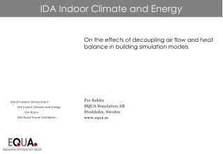 IDA Indoor Climate and Energy