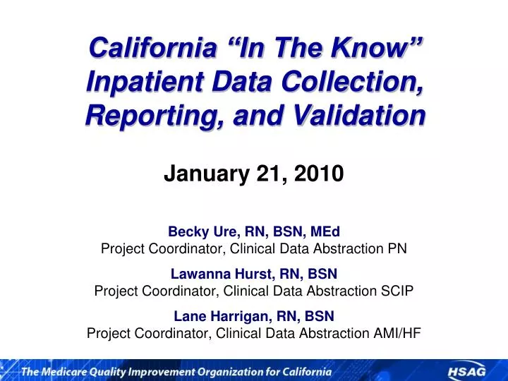 california in the know inpatient data collection reporting and validation
