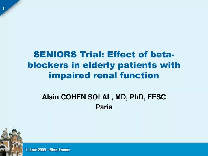seniors trial effect of beta blockers in elderly patients with impaired renal function