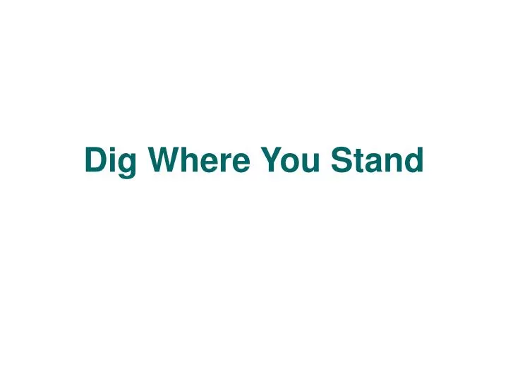 dig where you stand
