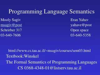 Programming Language Semantics