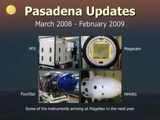 Pasadena Updates