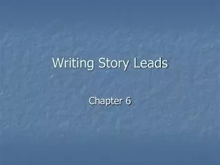 Writing Story Leads