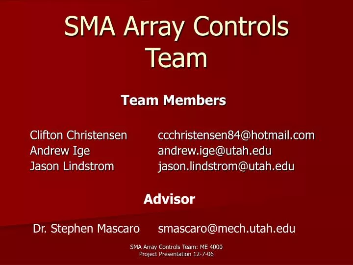 sma array controls team