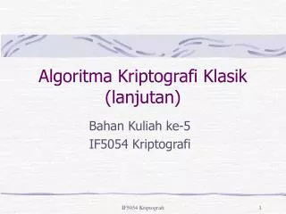 algoritma kriptografi klasik lanjutan