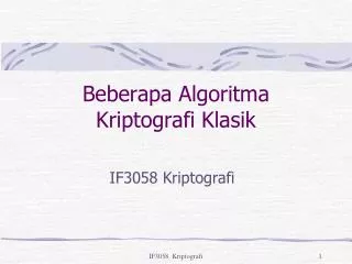beberapa algoritma kriptografi klasik