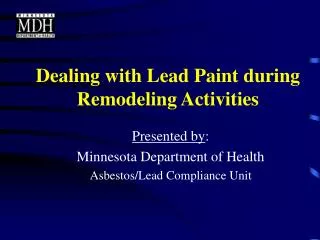 Dealing with Lead Paint during Remodeling Activities