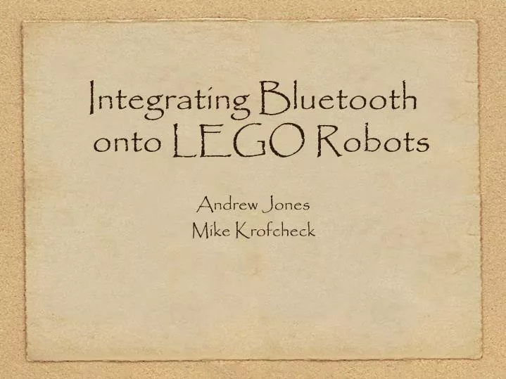 integrating bluetooth onto lego robots
