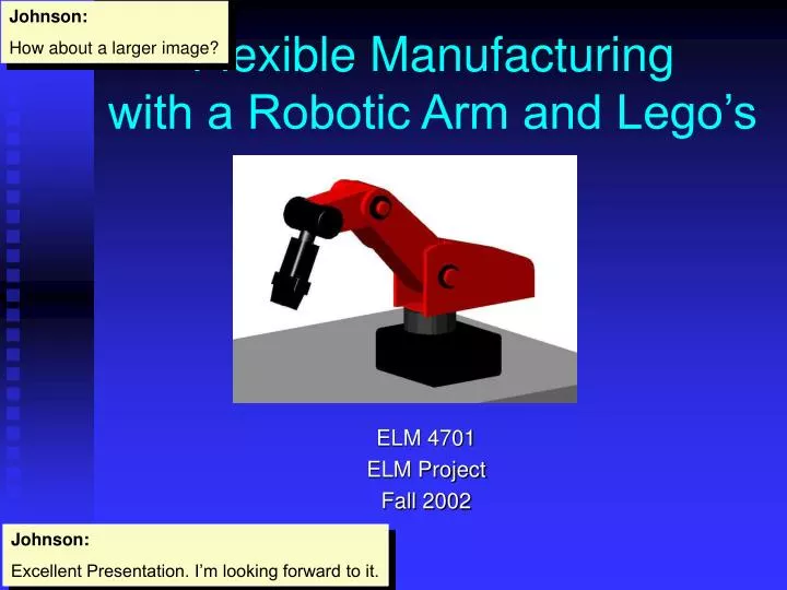 flexible manufacturing with a robotic arm and lego s