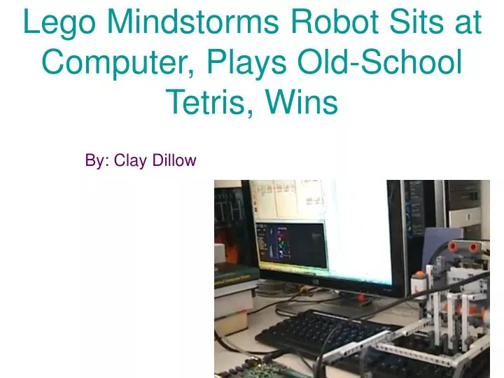 lego mindstorms robot sits at computer plays old school tetris wins