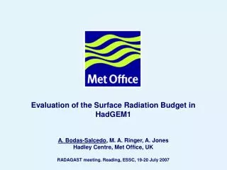 Evaluation of the Surface Radiation Budget in HadGEM1