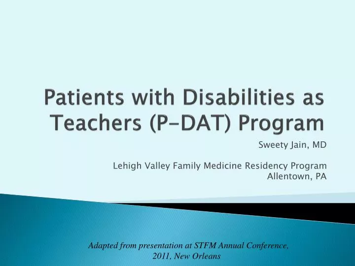 patients with disabilities as teachers p dat program