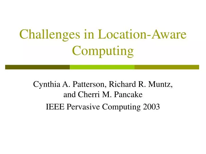 challenges in location aware computing