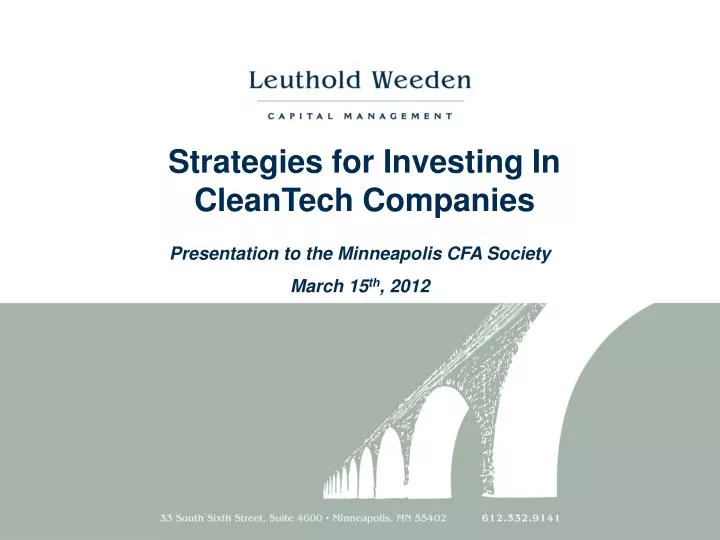 strategies for investing in cleantech companies