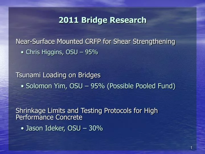 2011 bridge research
