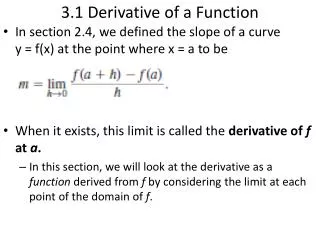 3.1 Derivative of a Function