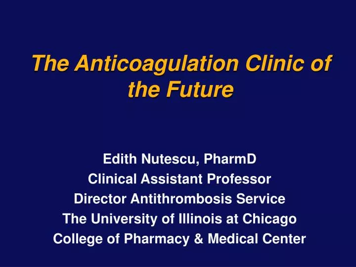 the anticoagulation clinic of the future