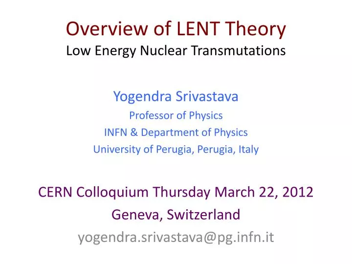 overview of lent theory low energy nuclear transmutations