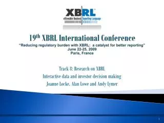 Track 8: Research on XBRL Interactive data and investor decision making