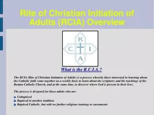 Rite of Christian Initiation of Adults (RCIA) Overview