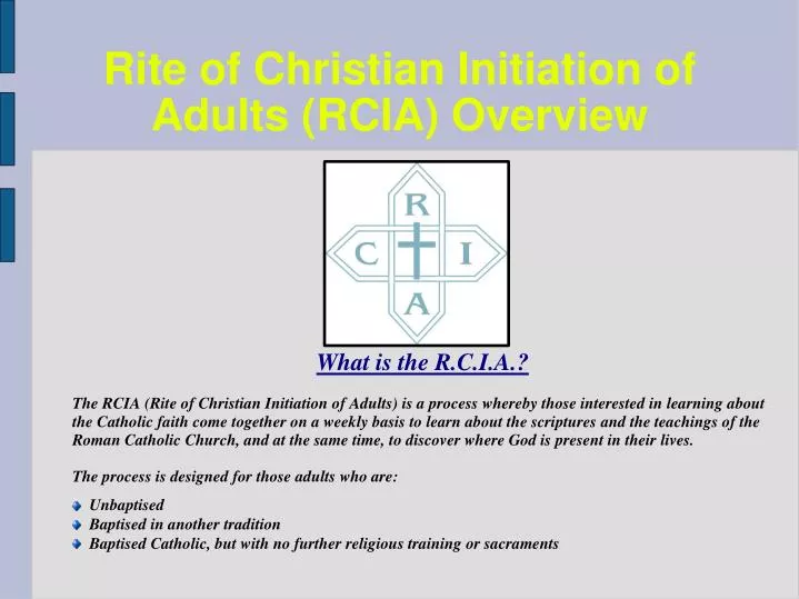 rite of christian initiation of adults rcia overview