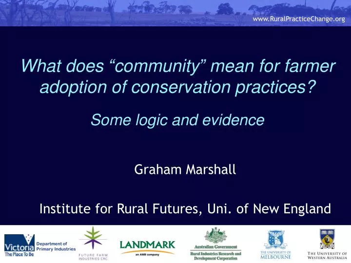 what does community mean for farmer adoption of conservation practices some logic and evidence