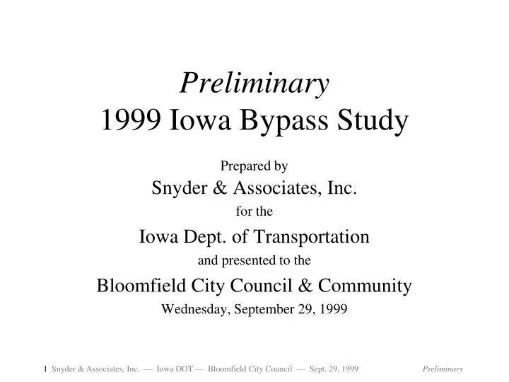 preliminary 1999 iowa bypass study