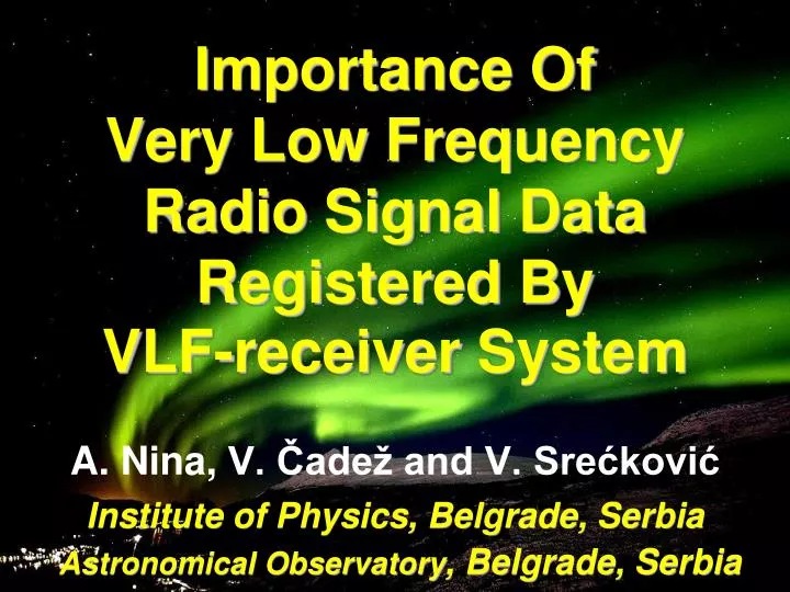 i mportance of very low frequency radio signal data registered by v lf receiver system