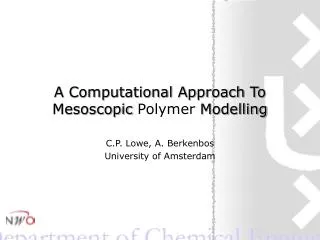 A Computational Approach To Mesoscopic Polymer Modelling