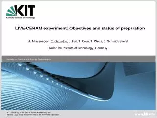 LIVE?CERAM experiment: Objectives and status of preparation