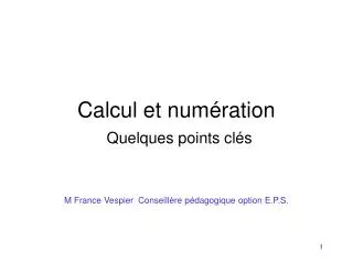 calcul et num ration quelques points cl s