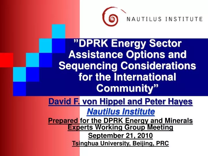 dprk energy sector assistance options and sequencing considerations for the international community