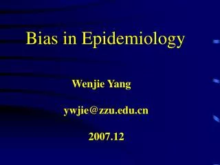 Bias in Epidemiology