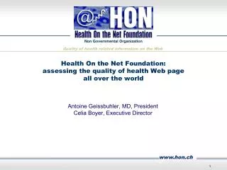 Health On the Net Foundation: assessing the quality of health Web page all over the world