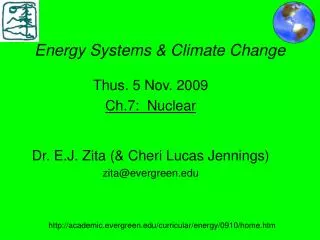 Energy Systems &amp; Climate Change