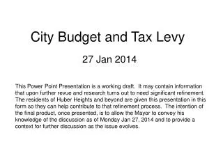 City Budget and Tax Levy