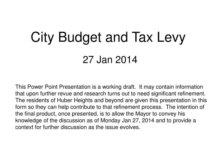 city budget and tax levy
