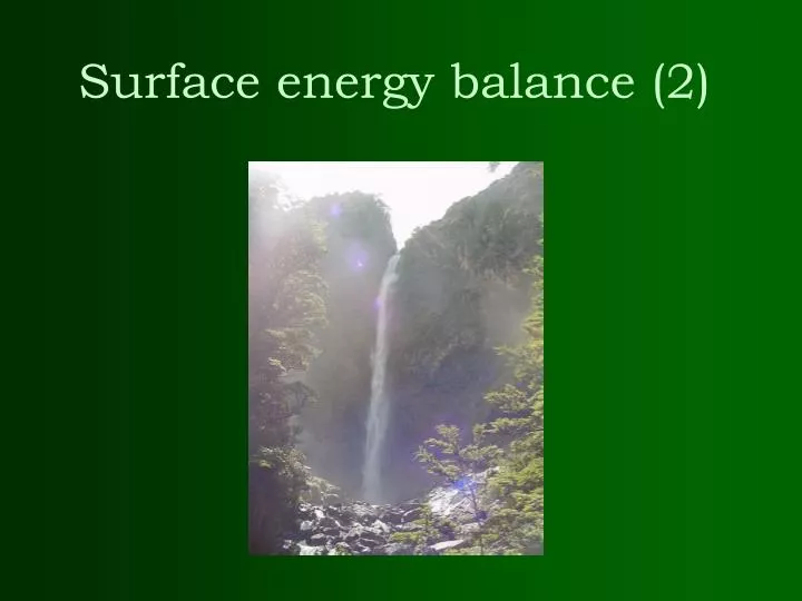 surface energy balance 2