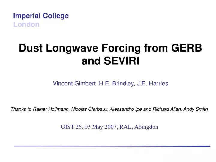 dust longwave forcing from gerb and seviri
