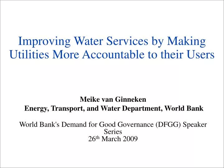 improving water services by making utilities more accountable to their users