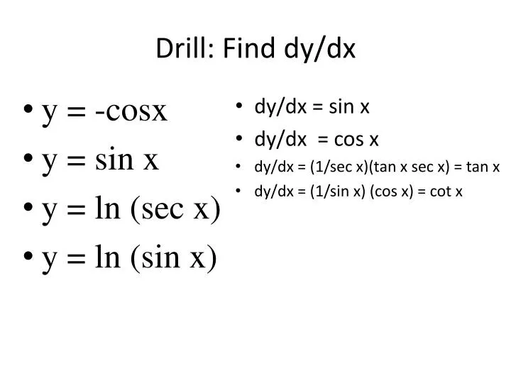 drill find dy dx