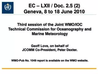 Third session of the Joint WMO/IOC Technical Commission for Oceanography and Marine Meteorology
