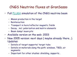 CNGS Neutrino fluxes at GranSasso