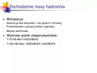pochodzenie masy hadron w