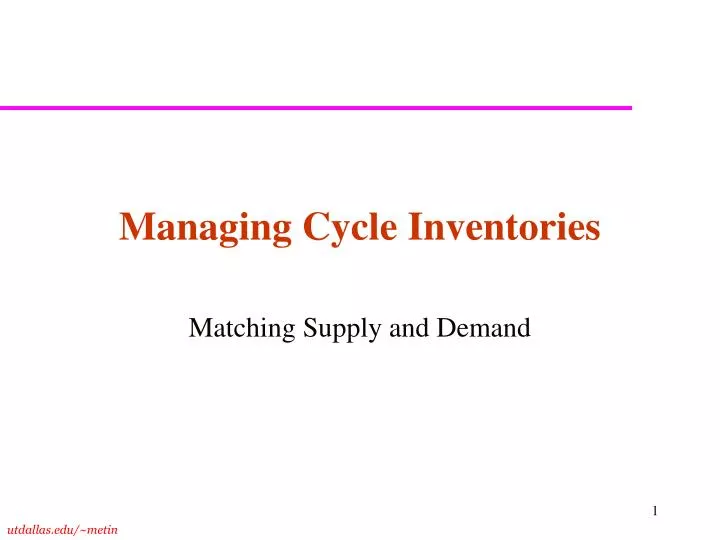 managing cycle inventories